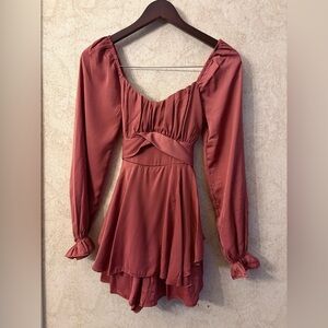 Kimchi Blue Rust Red Long Sleeve Ruffle Dress